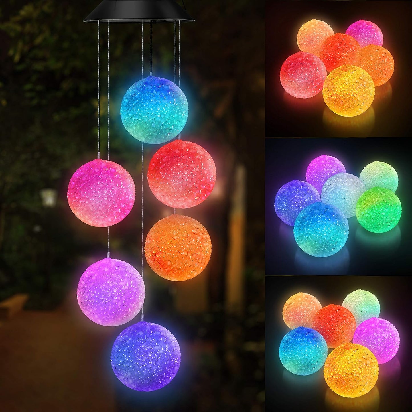 Big Discount! Color Changing Solar Power Wind Chime Spiral Spinner