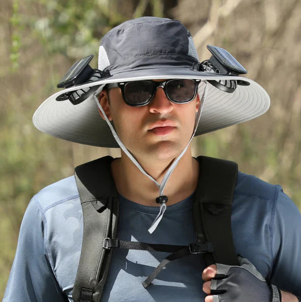 🔥 Last Day Sale Price | Unisex Breezy Solar Fan Hat (Adjustable 22"-25")