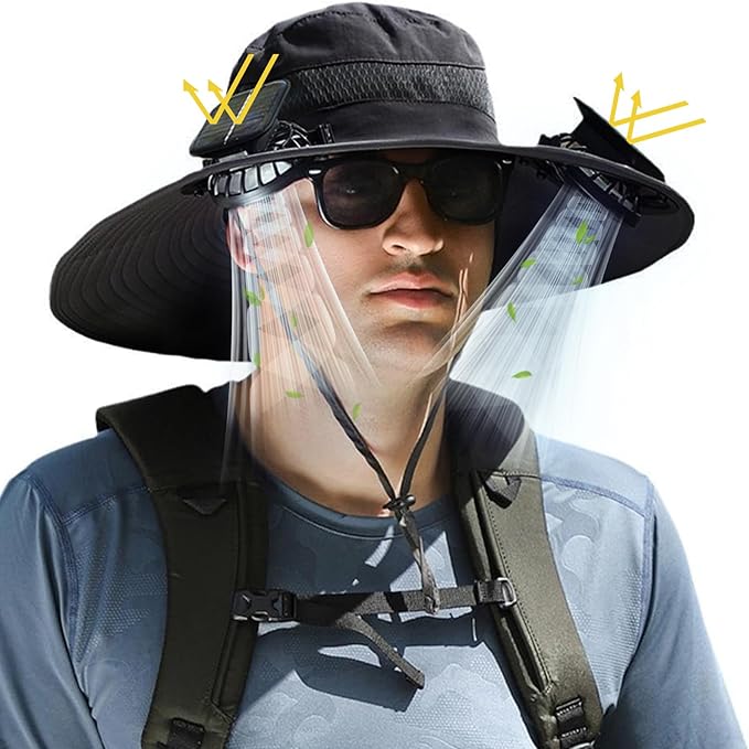 🔥 Last Day Sale Price | Unisex Breezy Solar Fan Hat (Adjustable 22"-25")
