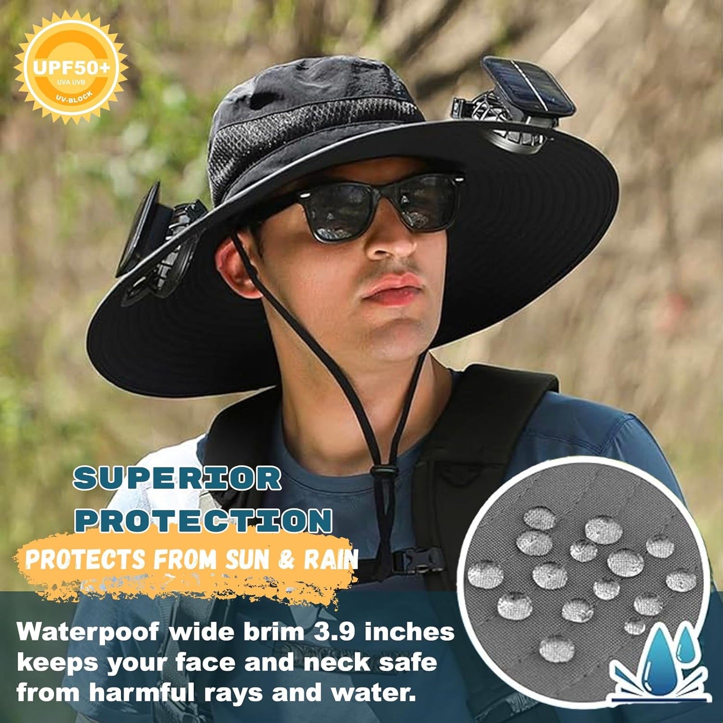 🔥 Last Day Sale Price | Unisex Breezy Solar Fan Hat (Adjustable 22"-25")
