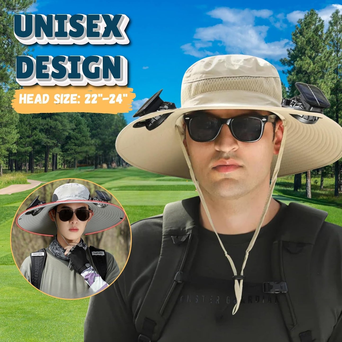 🔥 Last Day Sale Price | Unisex Breezy Solar Fan Hat (Adjustable 22"-25")