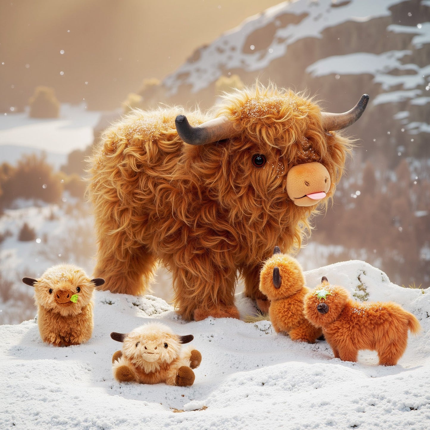 Highland Cow Plush Family Set