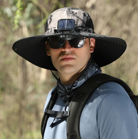 🔥 Last Day Sale Price | Unisex Breezy Solar Fan Hat (Adjustable 22"-25")