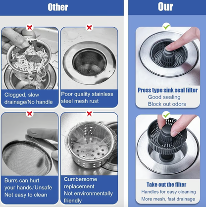 2025 Upgraded 3 in 1 Kitchen Sink Drain Strainer