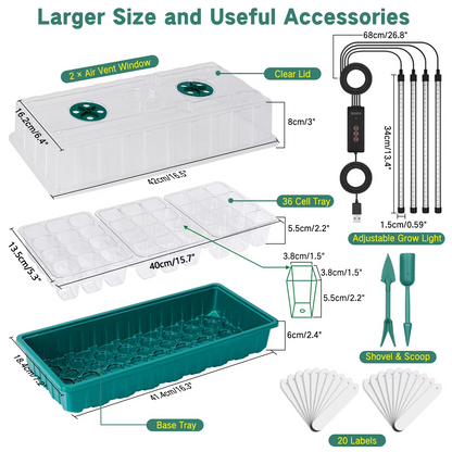 Seed Starter Trays with Grow Light 2025