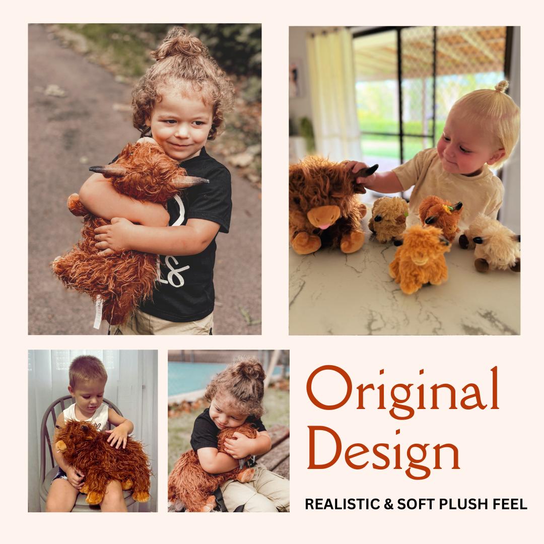 Highland Cow Plush Playset