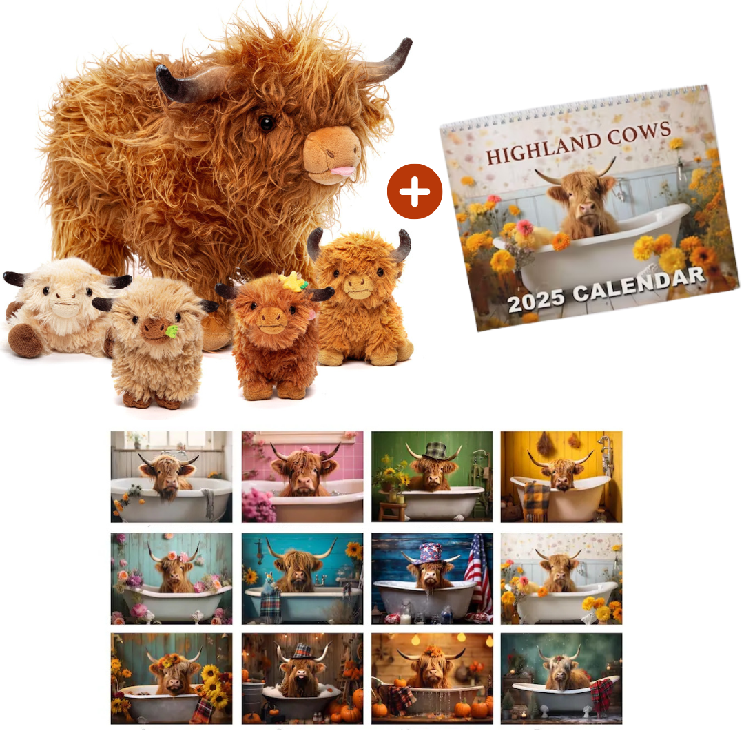 Highland Cow Plush Family Set